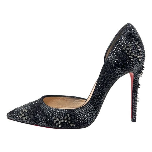 Christian Louboutin Iriza Bling Bang Crystal Spike Suede Pumps 37 - Picture 1 of 8